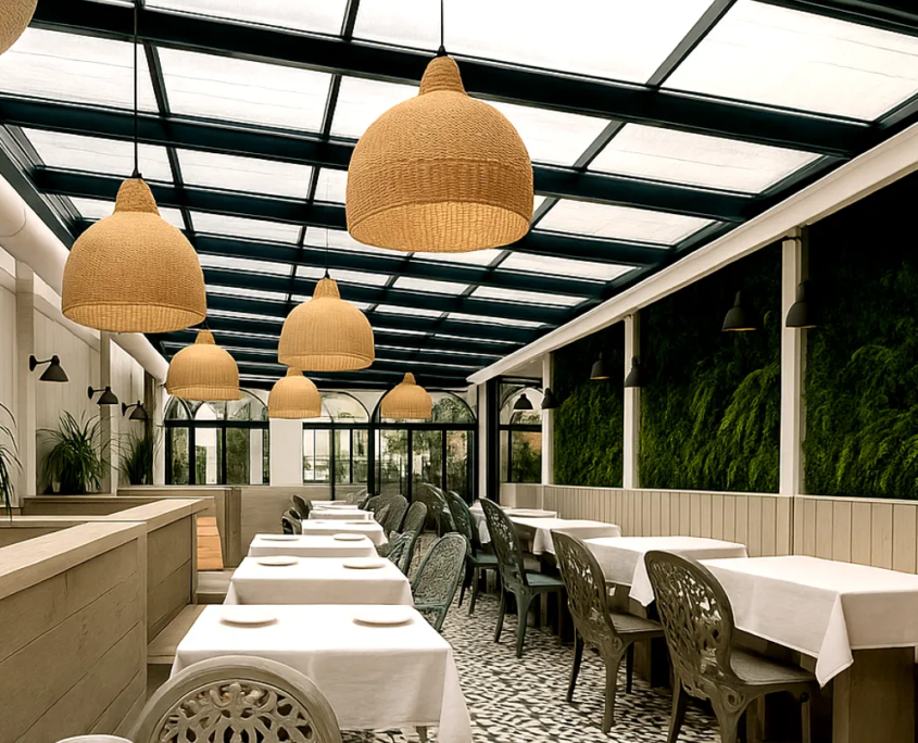 cerramiento techo móvil restaurante