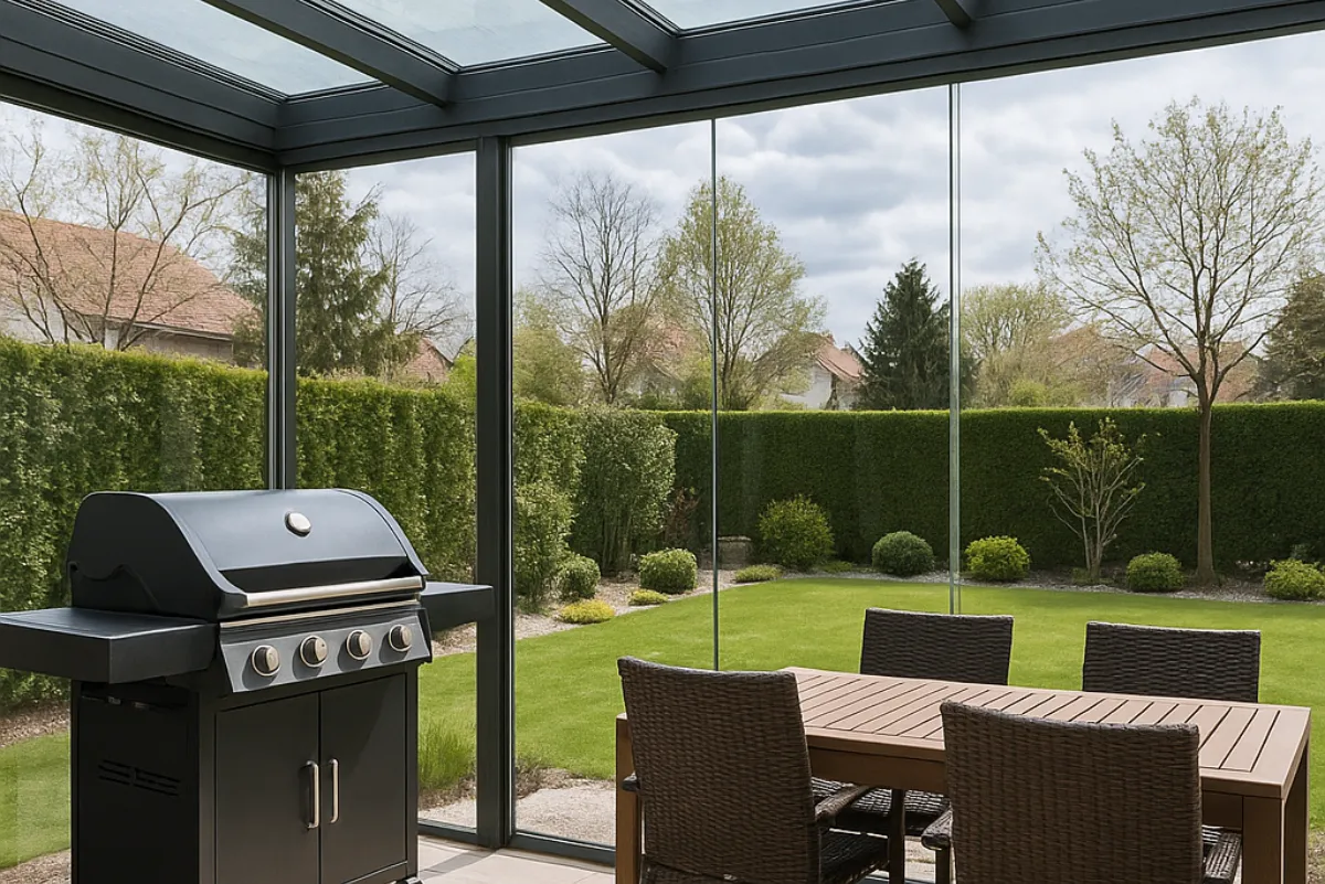 acristalar porche con barbacoa