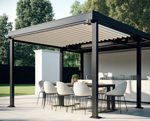 terraza con cocina y barbacoa