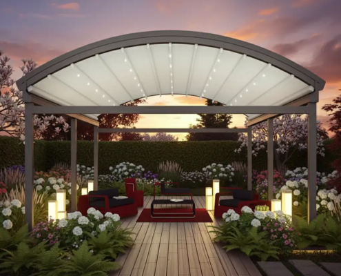 pérgola lona tensada curva