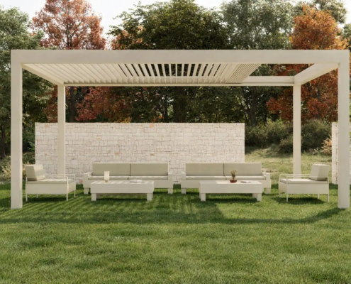 Pérgola bioclimática retráctil para jardín