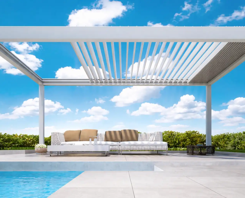 pérgola bioclimática autoportante retráctil