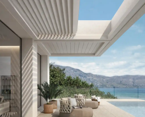 pergola bioclimática retractil sin pilares