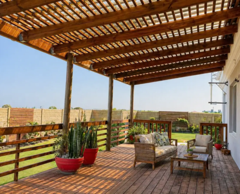 pérgola de madera moderna