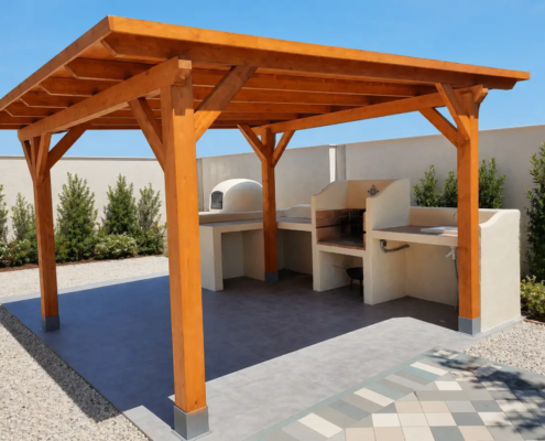 pérgola de madera rústica