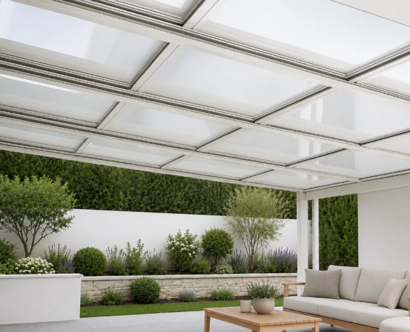 Techo móvil de panel sándwich color blanco