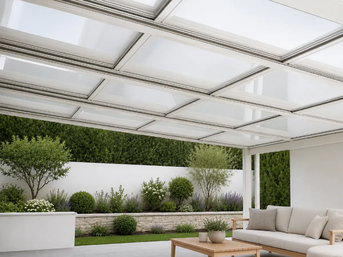 Techo móvil de panel sándwich color blanco Techo móvil de panel sándwich color blanco