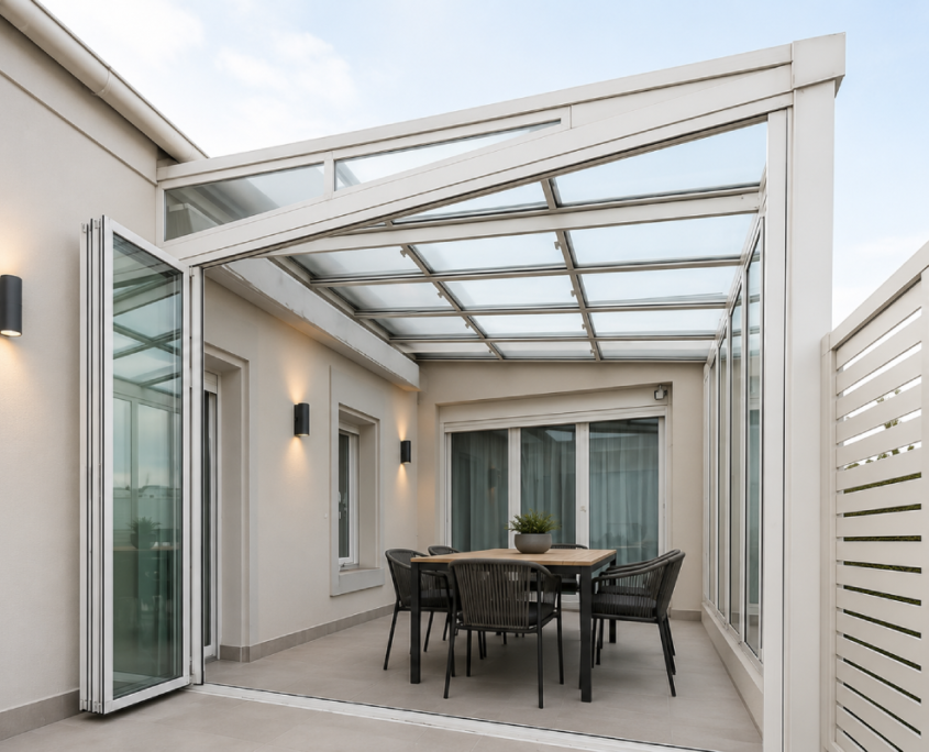 Cortinas de cristal con cámara de aire en ático Cortinas de cristal con cámara de aire en ático