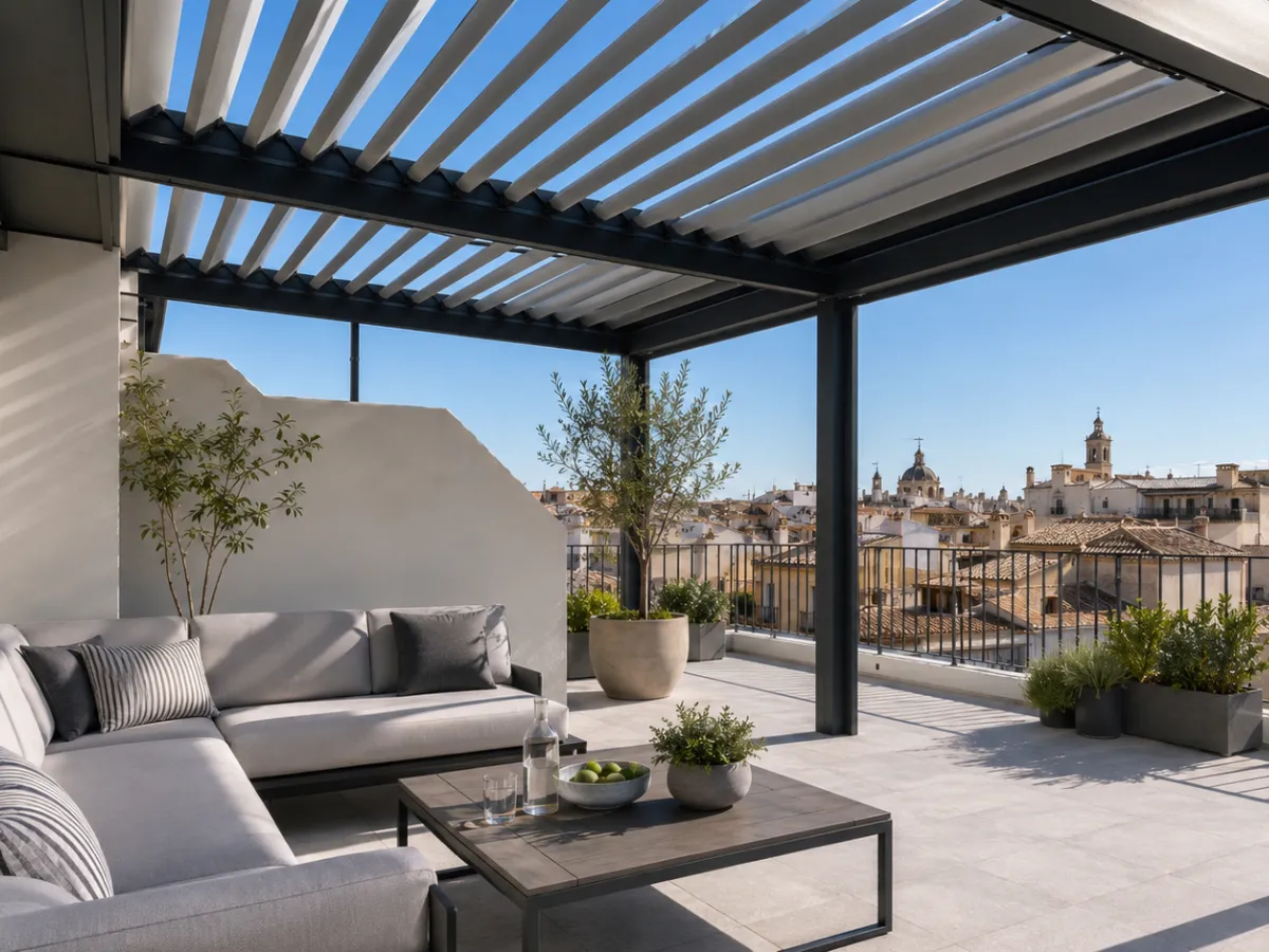 pérgola bioclimática adosada a la fachada pérgola bioclimática adosada a la fachada