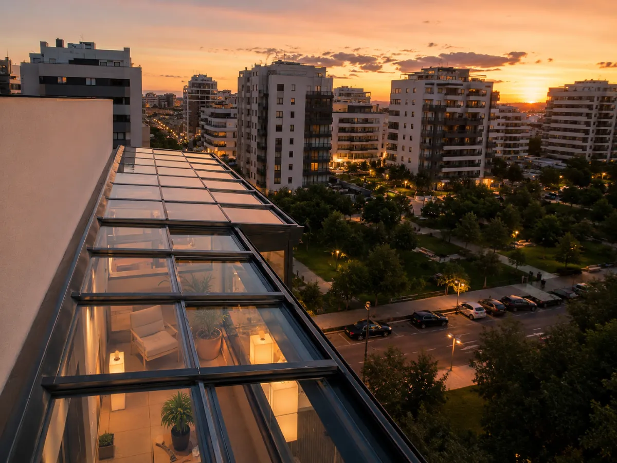 techo móvil en terraza de ático