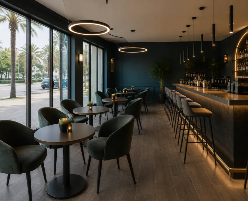cerrar terraza de bar moderno